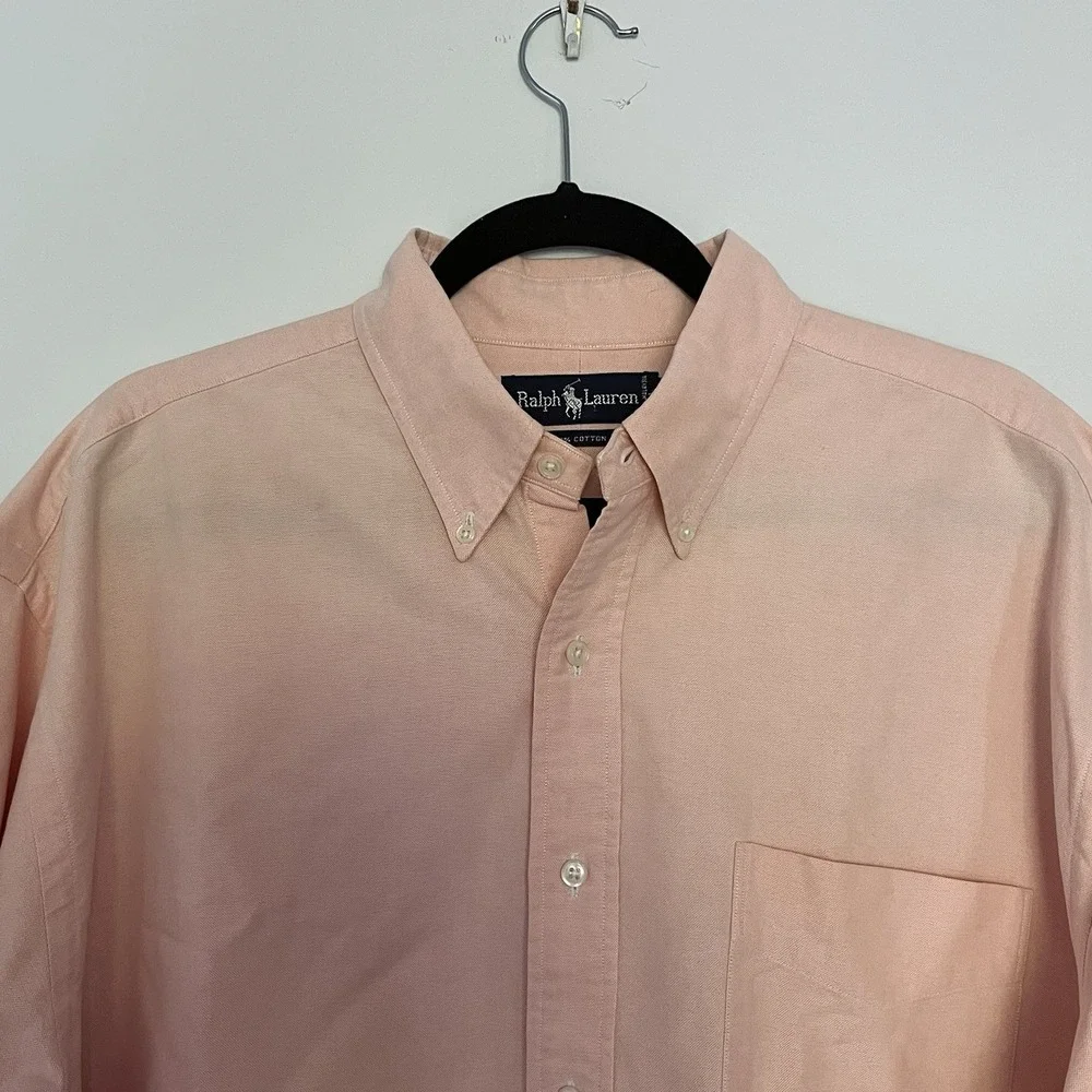 Ralph Lauren Button Down Shirt Men  XXL peach Orange Cotton Long Sleeve